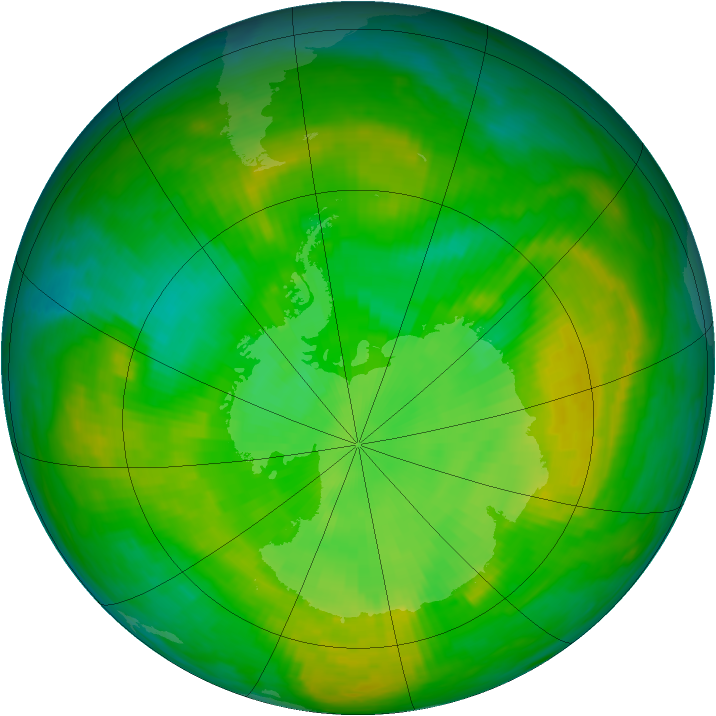 Antarctic ozone map for 18 December 1981